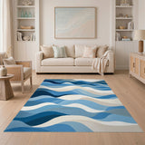 Coastal Beach Blue Wave Coastal Area Rug