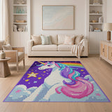 Magical Unicorn Rainbow Kids Kids Cartoon Area Rug