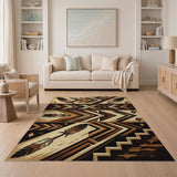Southwestern Tribal Feathers Arrows Rug - Brown Tan