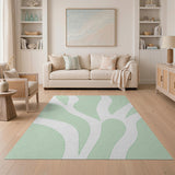 Mint Green Organic Leaf Abstract Area Rug