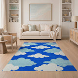 Playful Blue Clouds Kids Area Rug