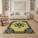 Ornate Yellow Persian Star Medallion Rug
