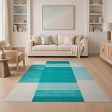 Teal Block Geometric Area Rug