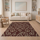 Elegant Maroon Paisley Area Rug