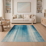 Blue Teal Vertical Stripe Area Rug