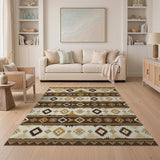 Brown and Tan Brown Tan Southwestern Geometric Area Rug