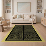 Black Gold Wavy Grid Geometric Rug