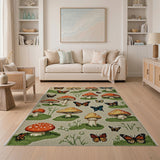 Enchanted Mushrooms Butterflies Area Rug