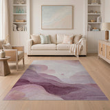 Ethereal Pink Purple Wave Abstract Area Rug