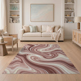 Abstract Area Pink Pink Marble Swirl Abstract Area Rug