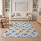 Delicate Blue Chamomile Floral Area Rug