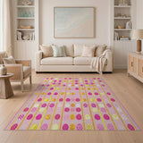 Whimsical Easter Egg Pink Grid Area Rug