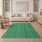 Emerald Green Plaid Checkered Area Rug