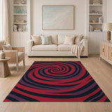 Hypnotic Red Purple Spiral Vortex Area Rug