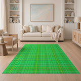 Green Vibrant Green Yellow Plaid Area Rug