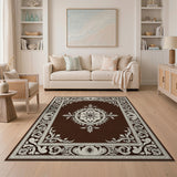 Elegant Brown Persian Medallion Area Rug