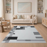 Black and White Geometric Modern Geometric Black White Abstract Area Rug