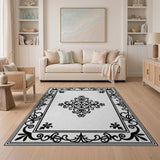 Black and White Ornate Black White Medallion Area Rug
