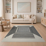 Black White Optical Tunnel Geometric Area Rug