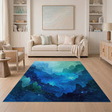 Ethereal Blue Teal Mountain Peaks Area Rug
