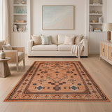 Orange Geometric Heritage Tribal Area Rug