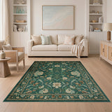 Green Emerald Green Floral Persian Area Rug