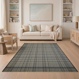 Black Grid Beige Woven Area Rug