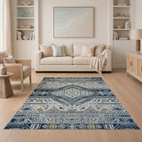 Heritage Tribal Navy Blue Heritage Tribal Geometric Area Rug