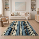 Blue Teal Weathered Barn Plank Area Rug