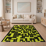 Yellow Bold Yellow Black Geometric Area Rug