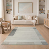 Beige and Neutral Geometric Modern Geometric Neutral Area Rug