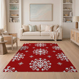 Geometric Modern Red Red Snowflake Pattern Area Rug