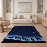 Starry Night Reindeer Silhouette Area Rug