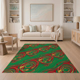 Multi-color and Patterns Vibrant Green Swirl Abstract Area Rug