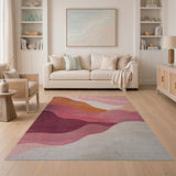 Abstract Wavy Pink Orange Area Rug