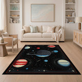 Retro Pixelated Cosmos Planets Area Rug
