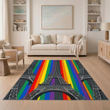 Multi-color and Patterns Rainbow Eiffel Tower Area Rug