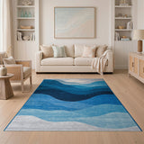 Serene Blue Wave Layers Area Rug