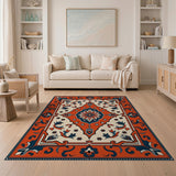 Multi-color and Patterns Vibrant Orange Persian Medallion Area Rug