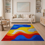 Vibrant Wave Abstract Multi-Color Area Rug