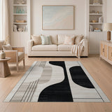Modern Black Abstract Geometric Area Rug