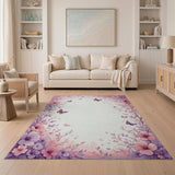 Pink Floral Butterfly Arch Area Rug
