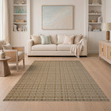 Beige Lattice Woven Geometric Area Rug