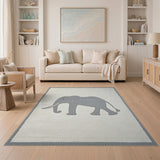 Grey Elephant Silhouette Area Rug