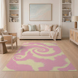 Pink Yellow Swirl Tie-Dye Area Rug