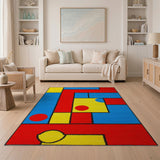 Vibrant Geometric Primary Color Area Rug