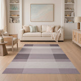 Muted Purple Grey Plaid Area Rug