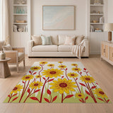 Yellow Floral Vintage Vibrant Yellow Sunflower Floral Area Rug