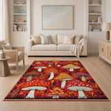 Multi-color and Patterns Whimsical Mushroom Forage Area Rug