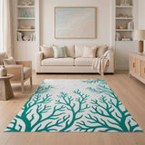Teal Coral Seaweed Area Rug